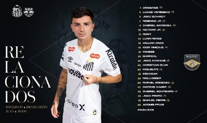 Escalação do Santos: com Neymar e sem Brazão, Cuca relaciona 23 nomes para jogo com o Bragantino