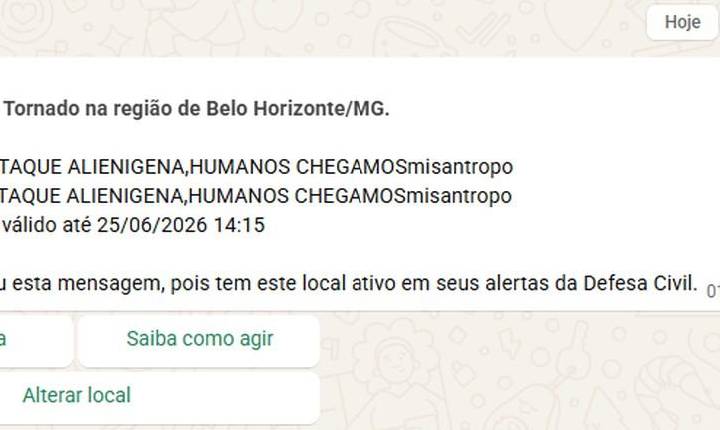 ETs? Mistério? Susto com alerta extremo da Defesa Civil Nacional vira meme nas redes sociais