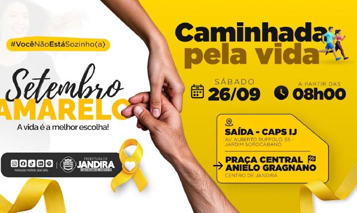 Jandira promove Caminhada do Setembro Amarelo no dia 26 de setembro