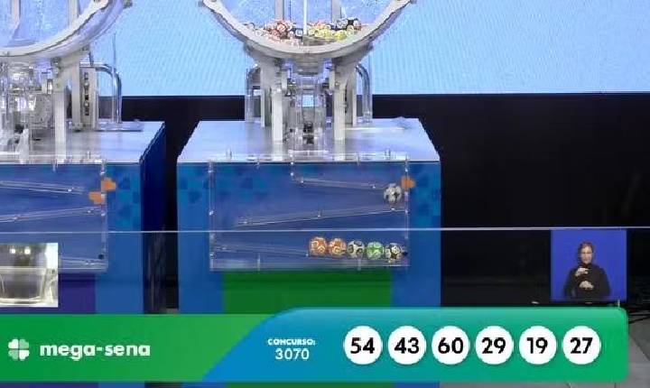Mega-Sena 3070 acumula e prêmio vai a R$ 170 milhões; confira os números sorteados