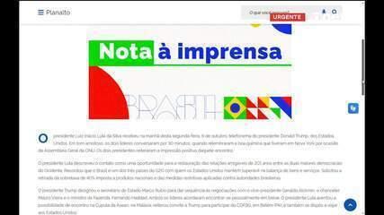Em conversa de 30 minutos, Lula e Trump 'relembraram boa química' e petista pediu retirada de tarifaço, diz Planalto