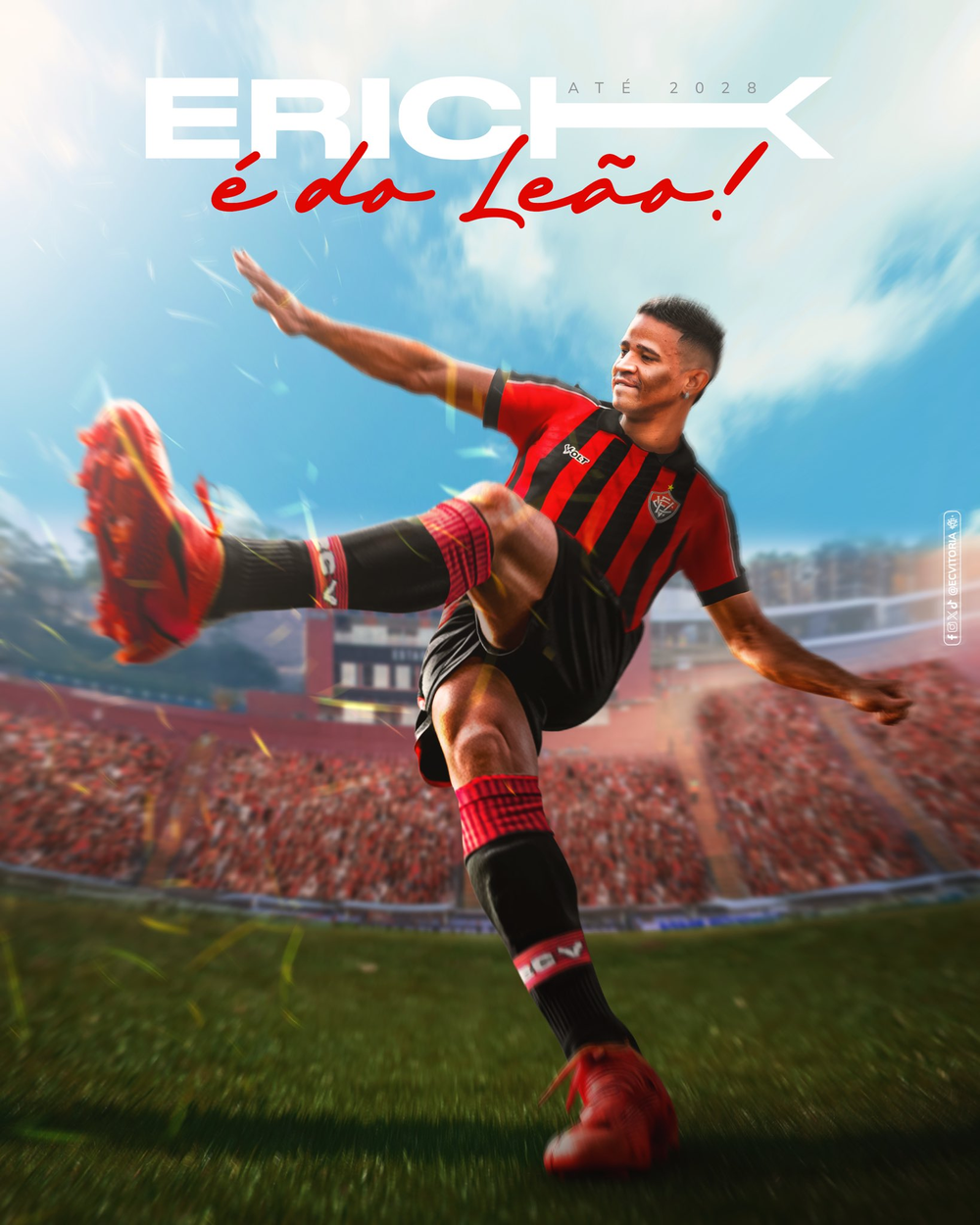 Vitória anuncia compra do atacante Erick, ex-São Paulo; veja valores